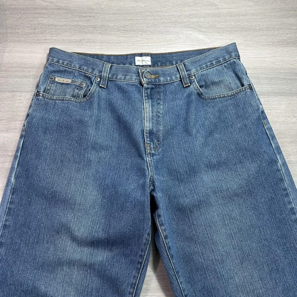 VTG Calvin Klein Jeans Relaxed Wide Leg Jeans Mens 34x28 Blue Denim‎ Medium Wash
